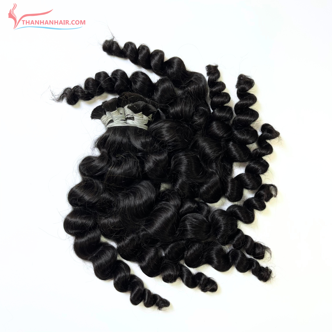 Full Cuticle Soft Virgin natural black color Jerry Curly bulk hair bundles Vietnamese human hair unprocessed hair extensions