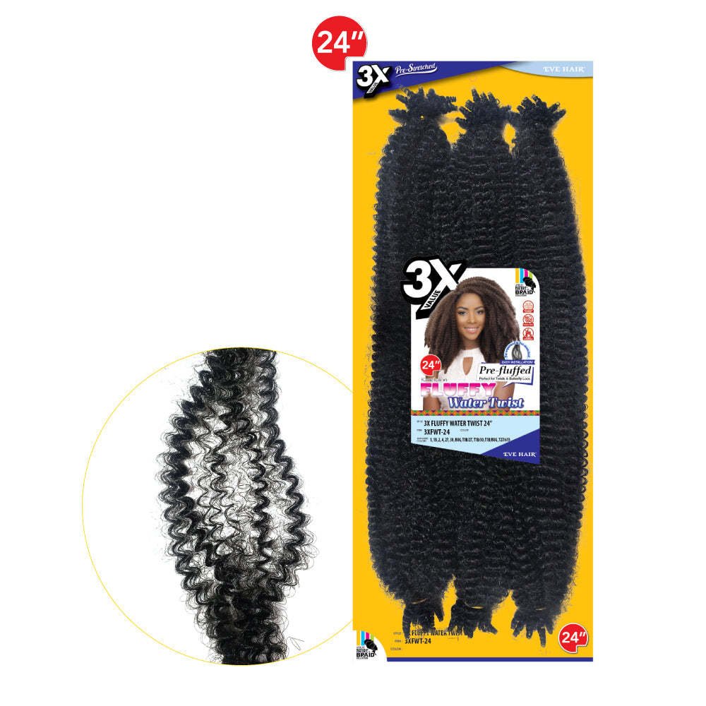 Popular Afro 3x Pre-stretched Pre Fluffed Kinky Twist Crochet Hair Fluffy Water Twist 24" 250g