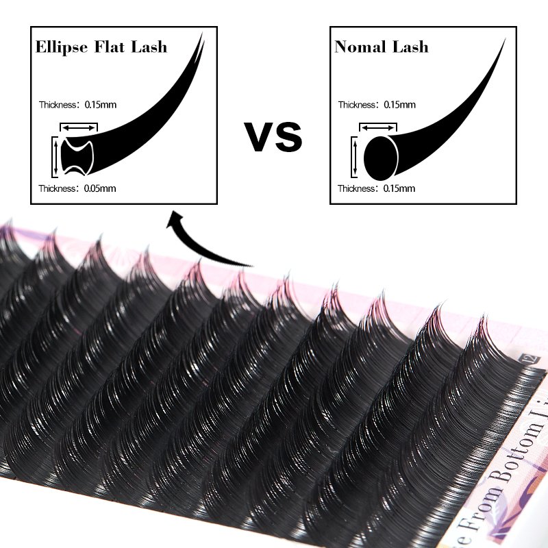Yelix Wholesale D Curl Premium Silk Ellipse Flat Lash Trays Cilios Yelix Ellipse Eyelashes Extension Individual