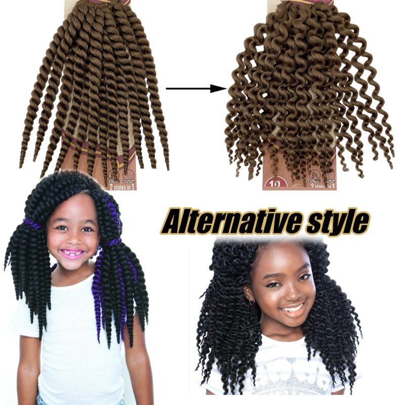 kids stylish braiding hairstyle 12inch jumbo senegalese twist crochet braids curly hair for kids braid extention