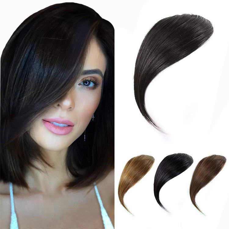 French Bangs Hair Clip in Bangs Hair Extensions Fringe Human Hair with Gradual Temple for Women Dark Blonde