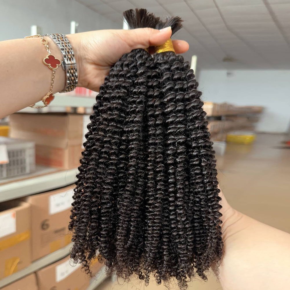 Wholesale no weft human hair bundles remy afro kinky curly braiding hair bulk