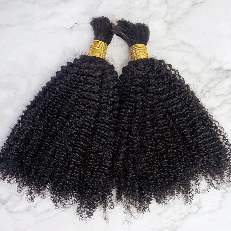 Wholesale no weft human hair bundles remy afro kinky curly braiding hair bulk