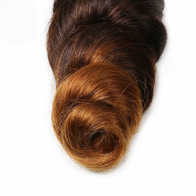 Brazilian Human Hair Extensions Wholesaler Ombre Color 1B/4/30 Loose Wave Remy Hair Black Brown Human Hair Bundles