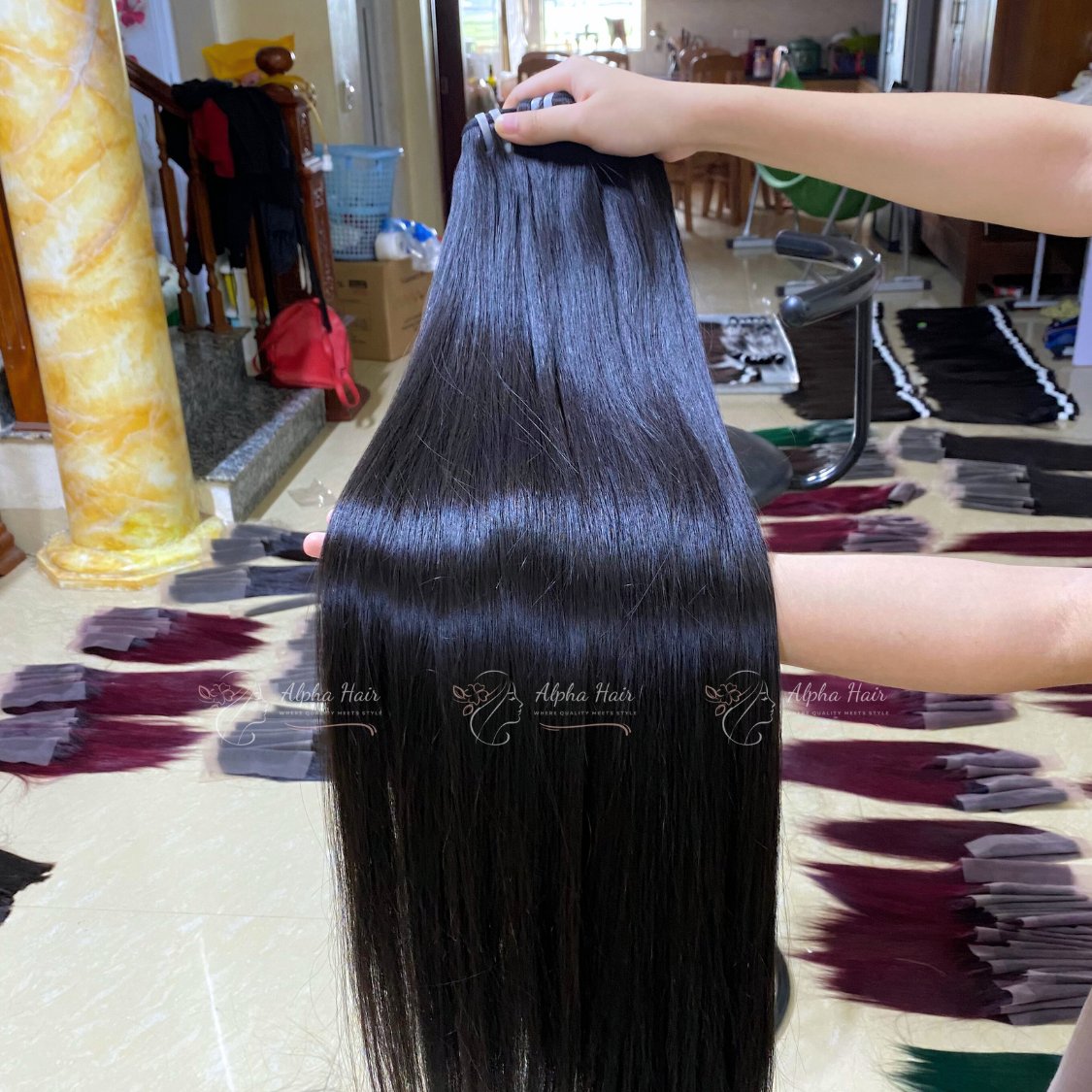 100% Pure Vietnamese Human Hair Extensions Natural Black Bone Straight Glueless Wigs Competitive Wholesale Price Hair Vendor