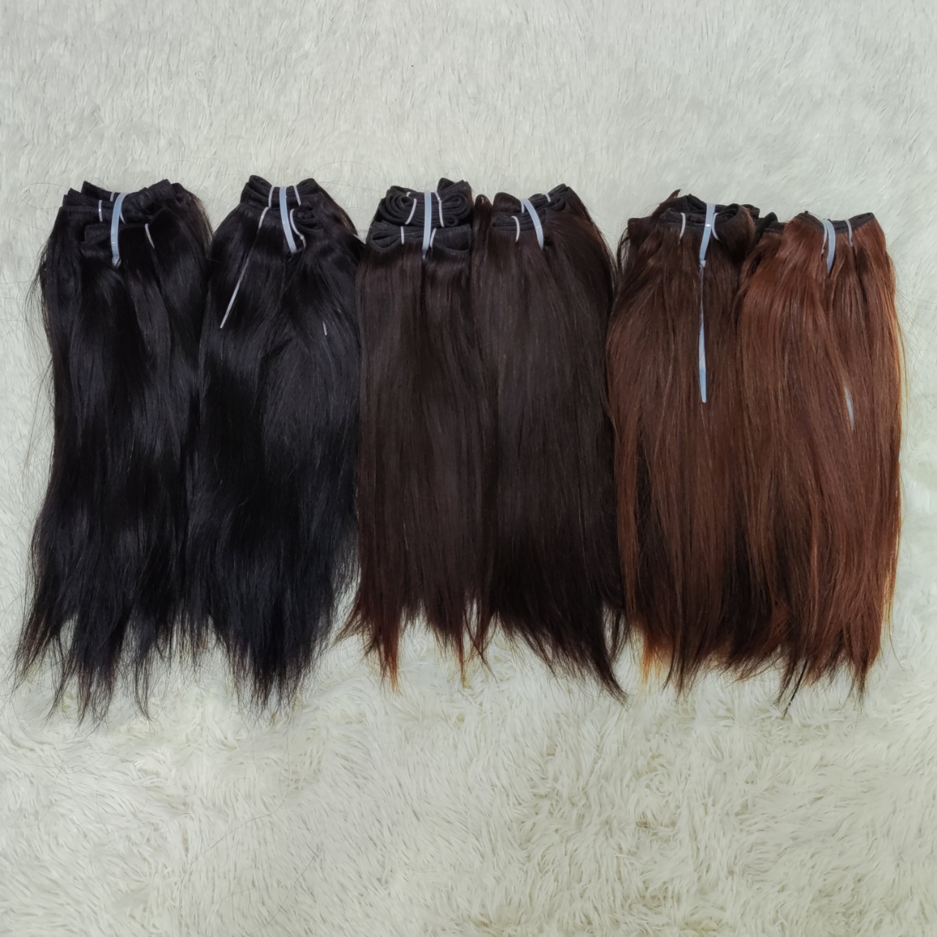Letsfly Fast Shipping Straight Bundles 9A Grade Human Hair Brazilian Remy Hair Extensions Natural, Mix Brown Colors Hair Weave