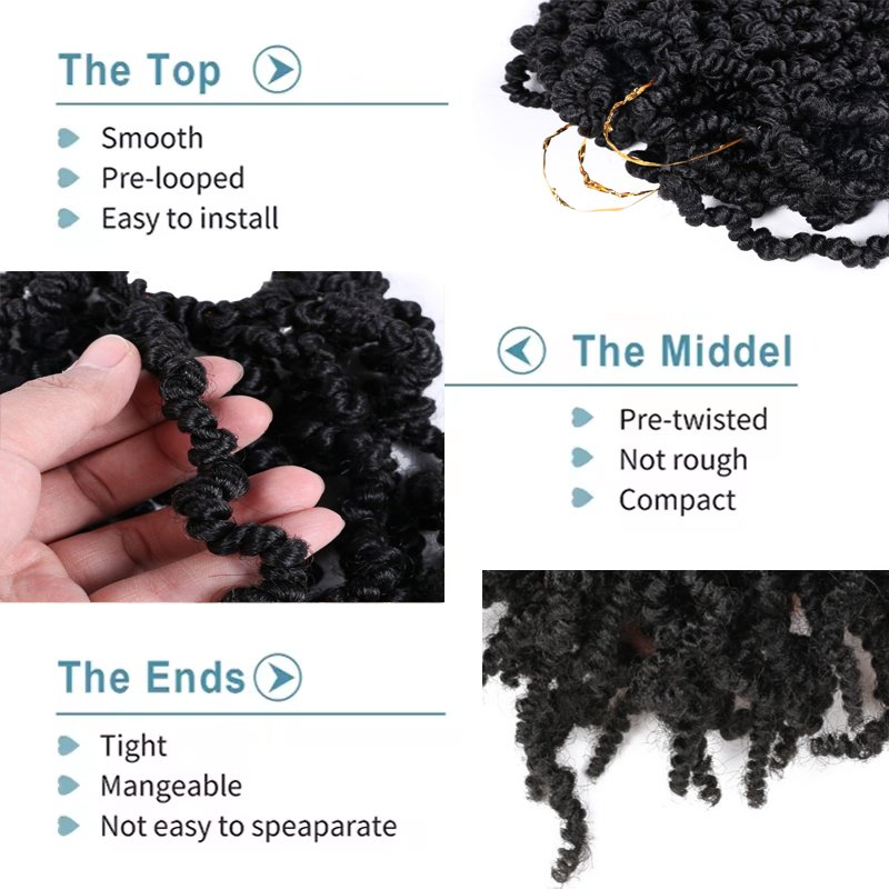 Hot sell Pre-looped Pre-twisted Spring Twist Hair for Bob Spring Twists Short passion Curly Bomb Twist Braiding Hair Extensions