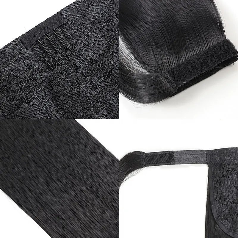 Wholesale 100% Human Hair Ponytails Human Hair Extensions Vendor, Natural Wrap Around Drawstring Ponytail Human Hair Extensions