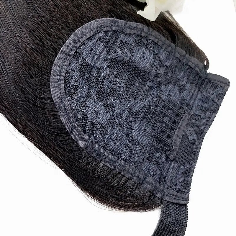 Wholesale 100% Human Hair Ponytails Human Hair Extensions Vendor, Natural Wrap Around Drawstring Ponytail Human Hair Extensions