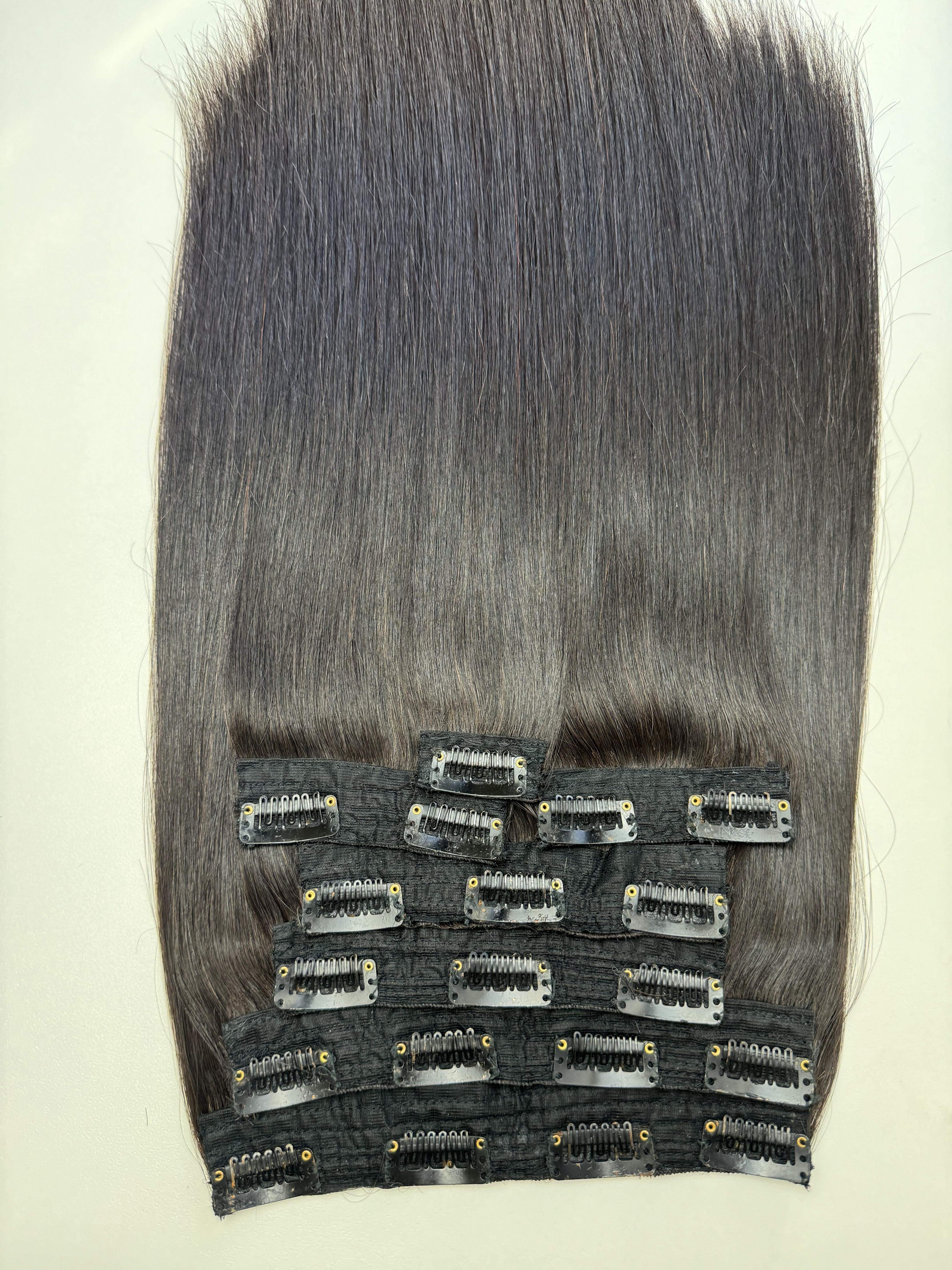 From 6 - 32 inch Hair extensions Clip for Women, Cuticle Aligned Human Hair Extensions Clip in Bone Straight Cheap From Factory