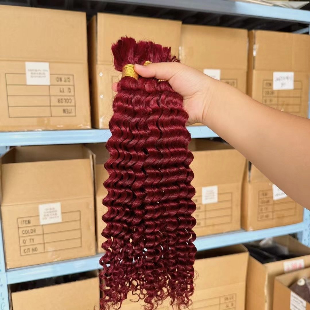100g Human Braiding Hair Bundle Deep Wave Bulk Human Hair Bundles For Braiding No Weft Curly Hair Bulk For Boho Braids