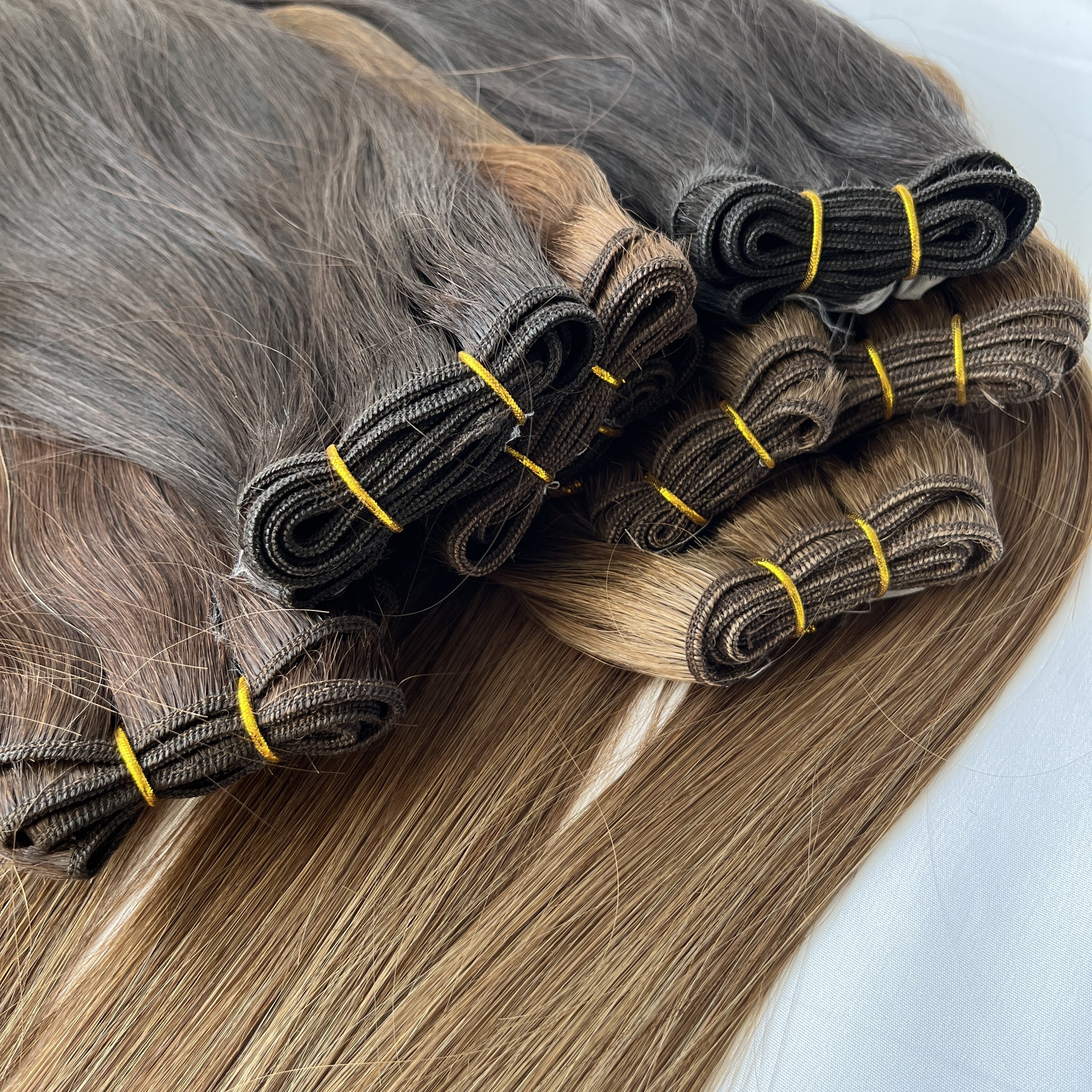 Hot Selling Machine Weft 16" R2/D18-22 Balayage Weft Wholesale 100% Human Cutical Aligned Virgin Hair extensions human hair