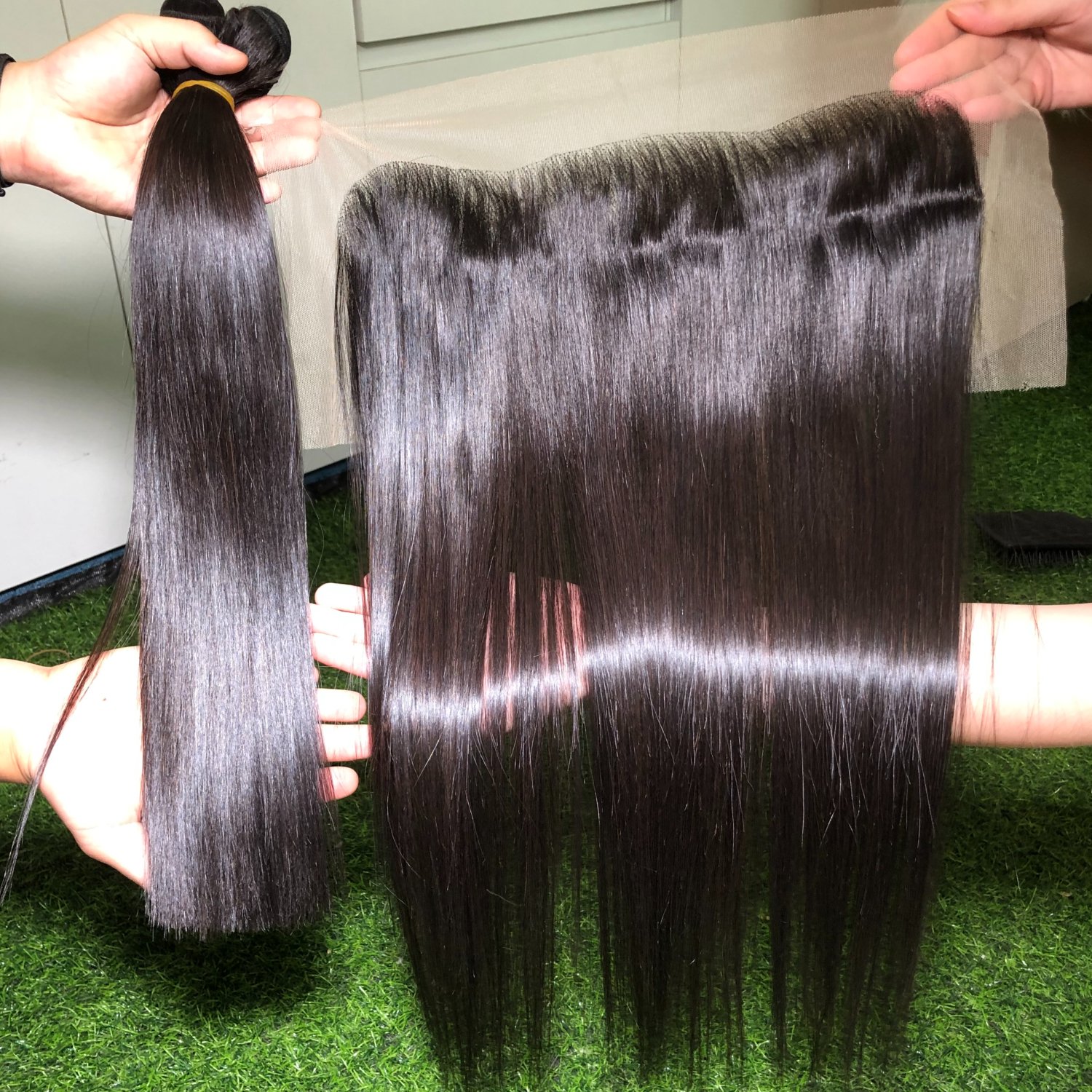 Super Double Drawn Weft Raw Hair Bundles Vietnamese Virgin Human Hair Extensions Bone Straight Full Length Ready To Ship