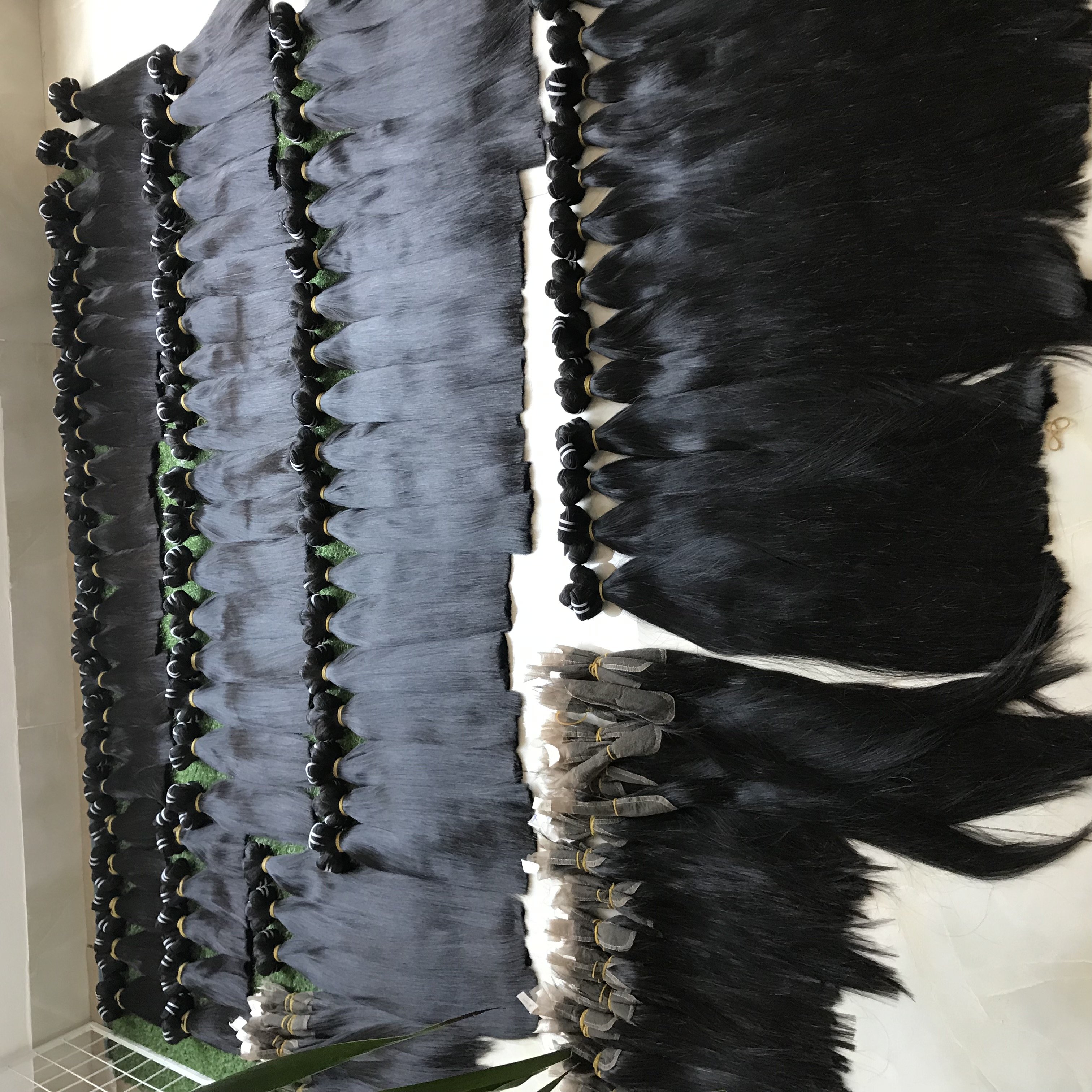 Super Double Drawn Weft Raw Hair Bundles Vietnamese Virgin Human Hair Extensions Bone Straight Full Length Ready To Ship