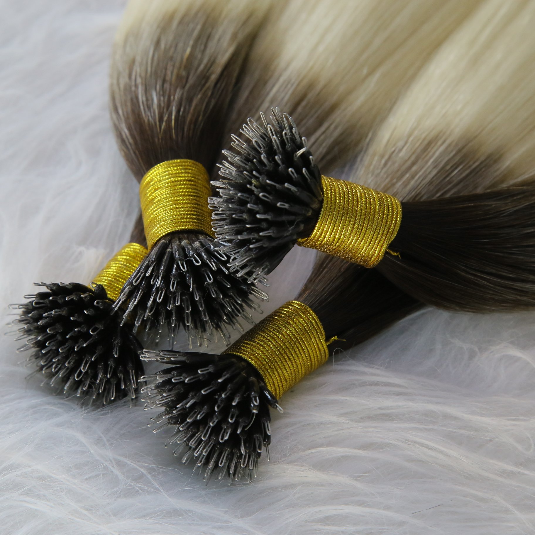 Top quality 100% human hair Russian Cuticle Aligned Nano Ring Hair Extension for women