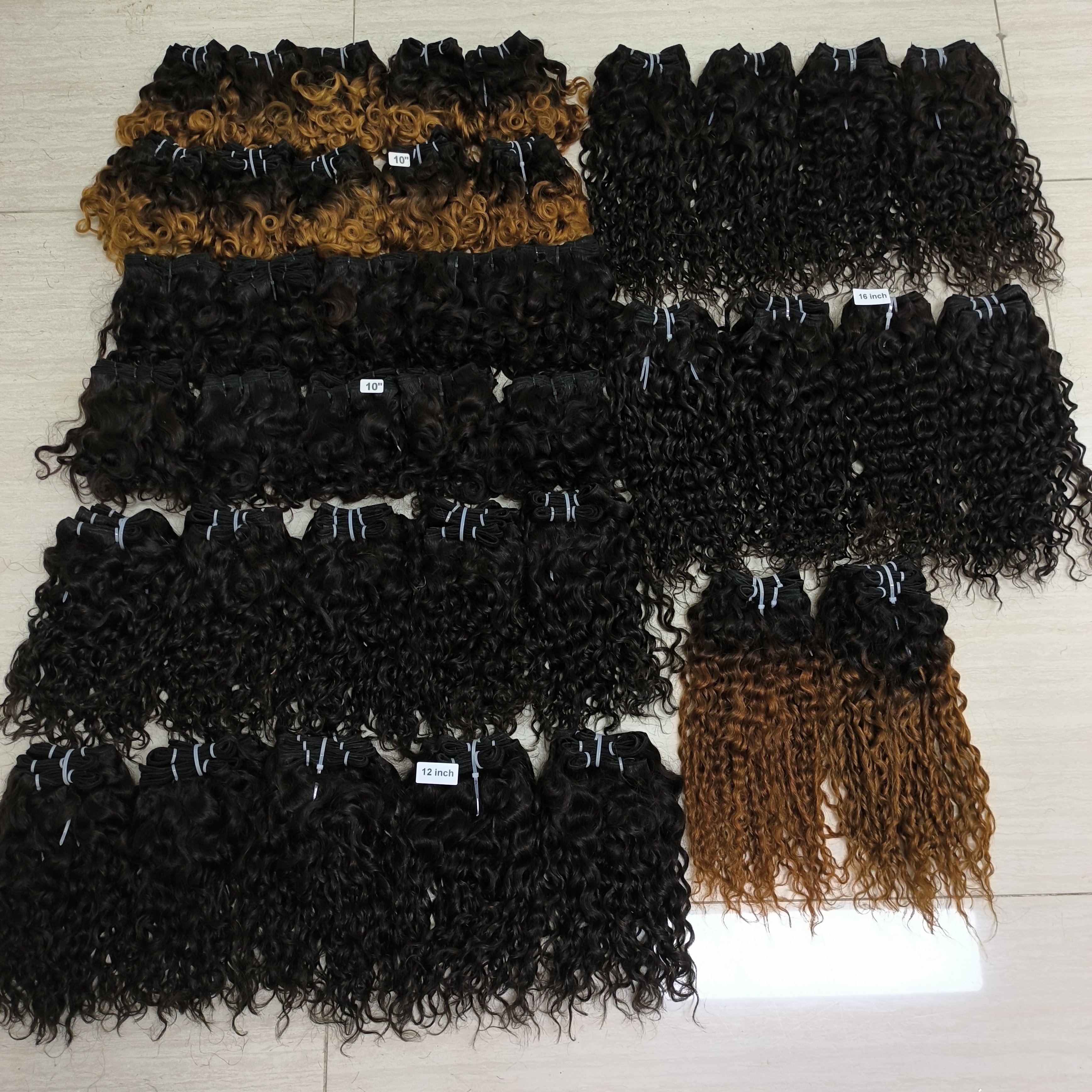 Letsfly Wholesale 9A Rose Curly 16inch 50PCS 100% Human Hair Bundles Cuticle Aligned Virgin Brazilian Human Hair Extension