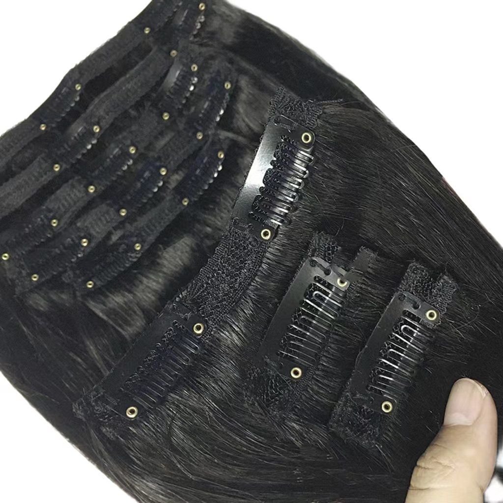 Hot selling brazilian natural raw virgin double drawn cuticle aligned raw vietnamese human hair clip in hair extensions