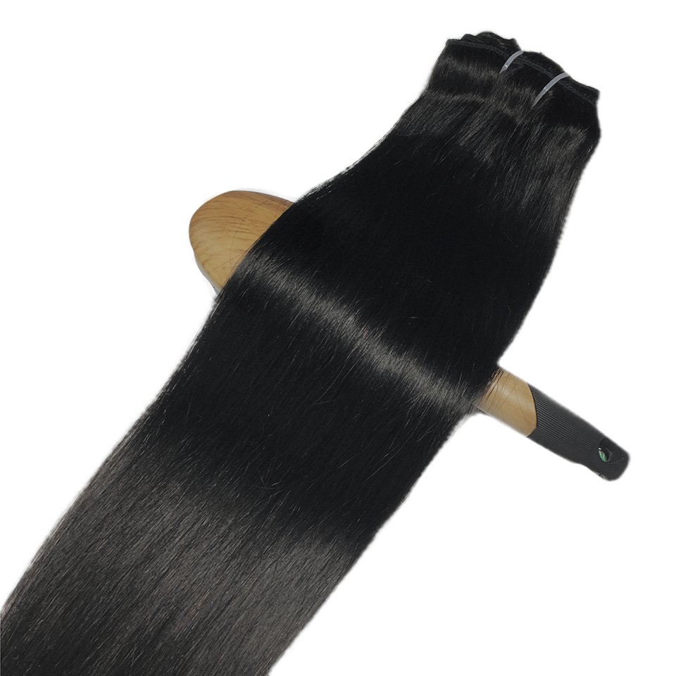 Hot selling brazilian natural raw virgin double drawn cuticle aligned raw vietnamese human hair clip in hair extensions