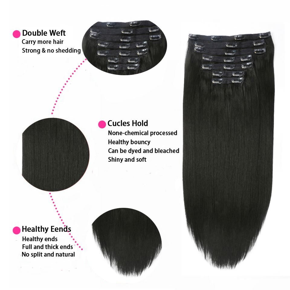Hot selling brazilian natural raw virgin double drawn cuticle aligned raw vietnamese human hair clip in hair extensions