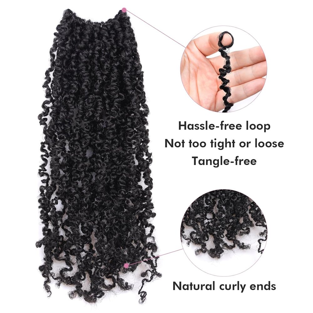 Sharopul Pre-looped Yanky Twist Crochet Hair Bohemian Passion Twist Spring Mini Twist Crochet Hair Boho Crochet Braids Synthetic