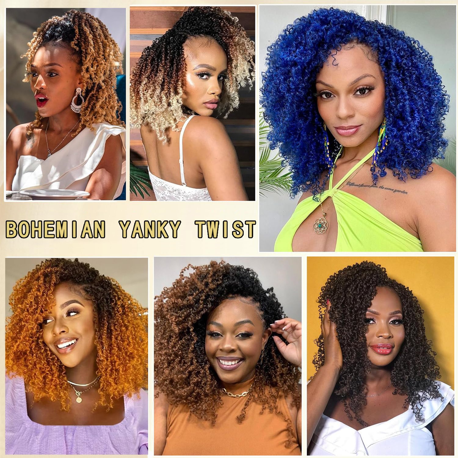 Sharopul Pre-looped Yanky Twist Crochet Hair Bohemian Passion Twist Spring Mini Twist Crochet Hair Boho Crochet Braids Synthetic
