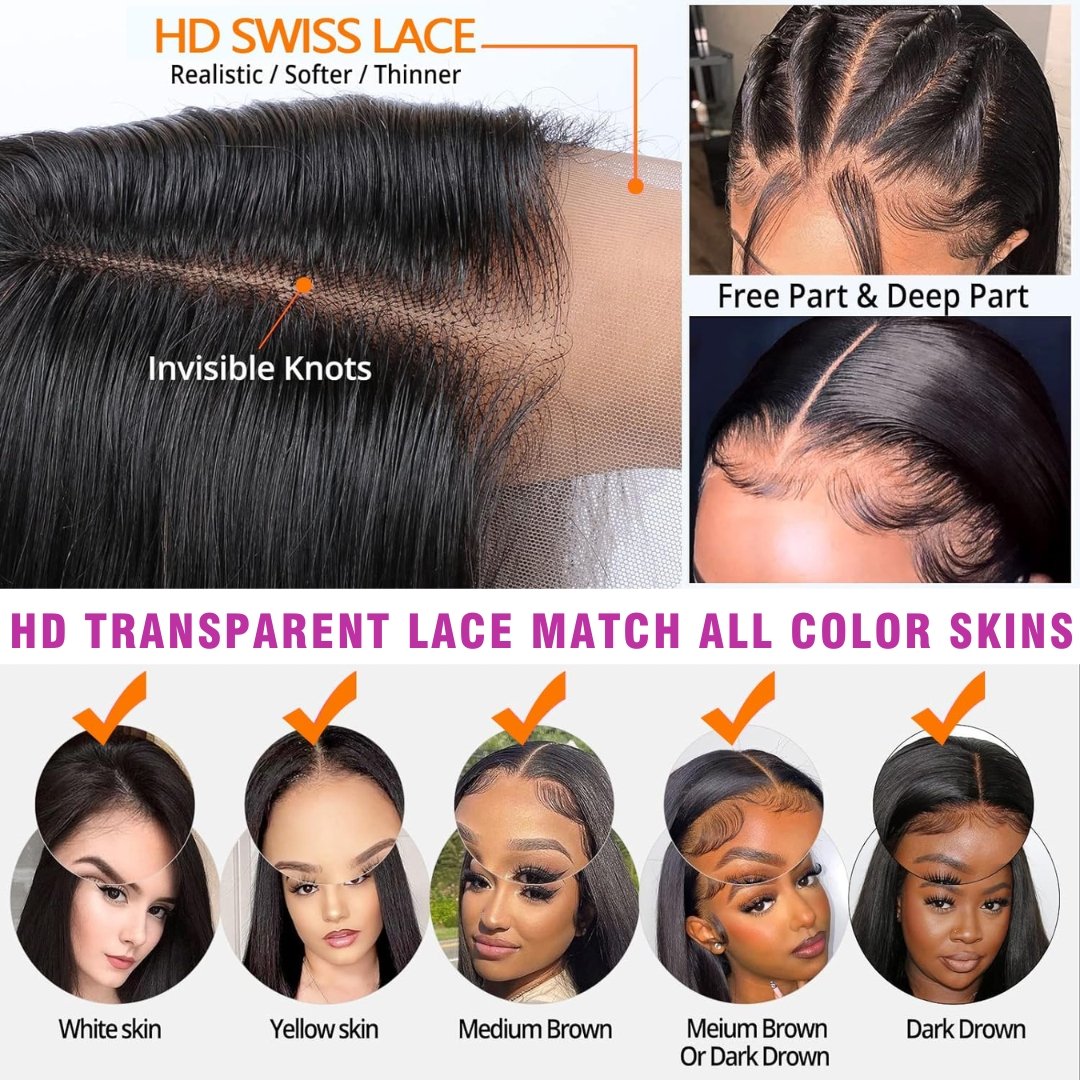 13x4 Transparent Swiss HD Lace Frontal Wig 100% Vietnamese Human Hair Wig 13x6 HD Human Hair Lace Front Wigs For Black Women