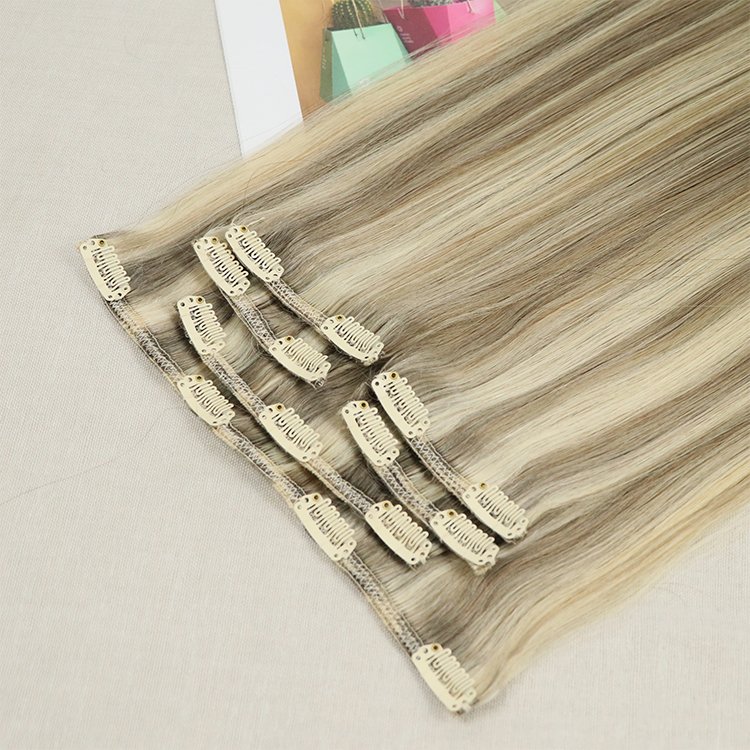 One piece clip in human hair extensions virgin raw double drawn cuticle aligned clip ins human hair extensions