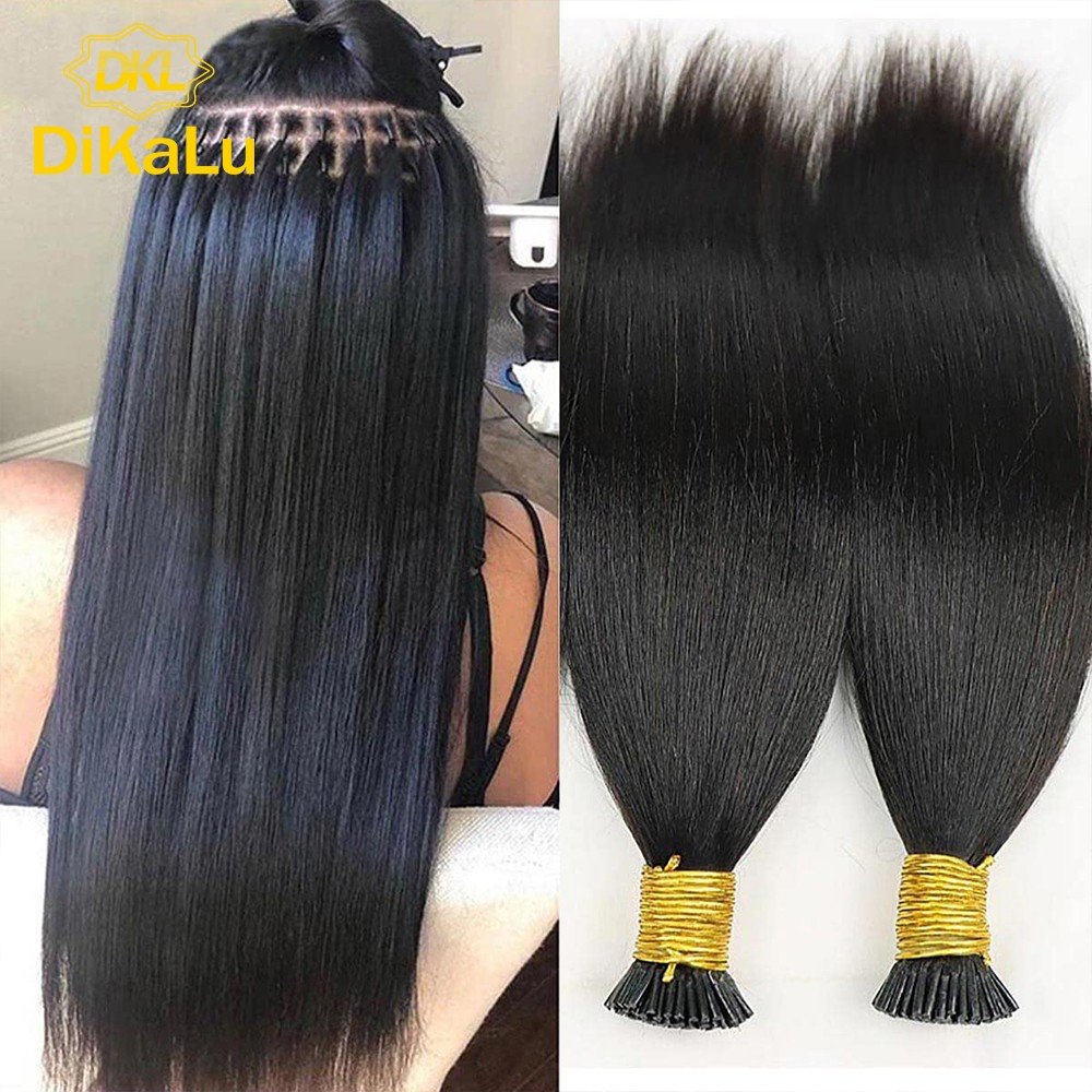 DKL Wholesale Russian Pre Bonded Human Hair Raw Double Drawn Remy Fan/V/ U Tip Flat Tip i Tip Hair Extensions