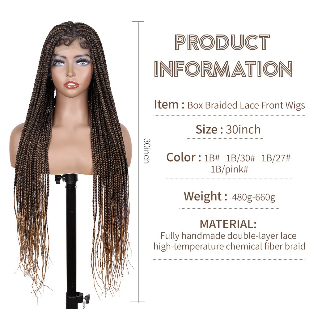 HD Lace Frontal Knotless Box Braided Wigs Synthetic Long Braids Hair Gluless Hand TIed Wigs Lace Front Box Braid Wig 30Icnh