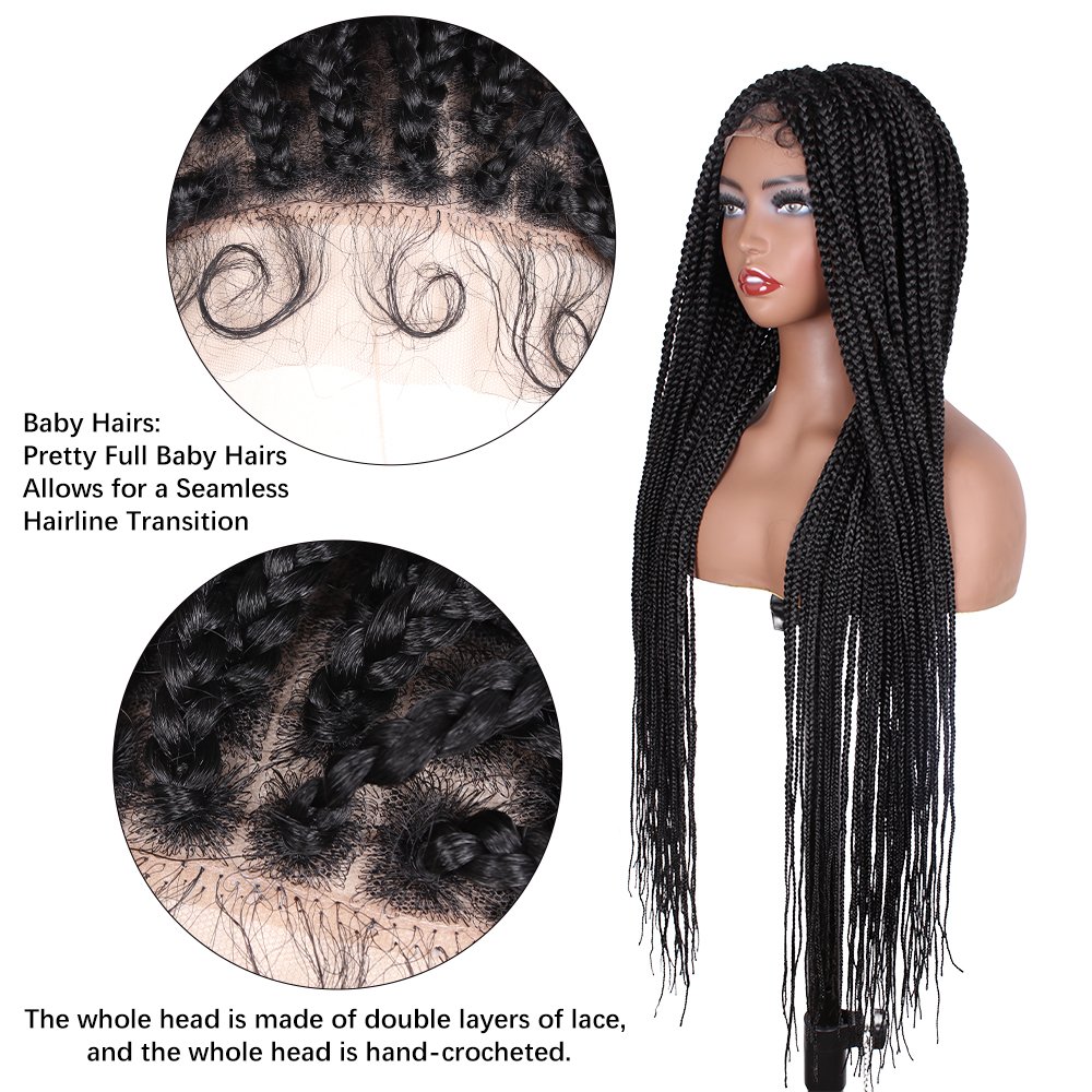 HD Lace Frontal Knotless Box Braided Wigs Synthetic Long Braids Hair Gluless Hand TIed Wigs Lace Front Box Braid Wig 30Icnh