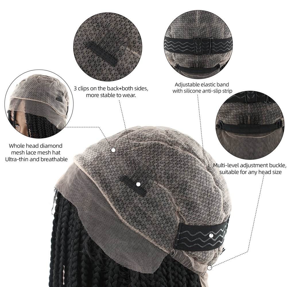 HD Lace Frontal Knotless Box Braided Wigs Synthetic Long Braids Hair Gluless Hand TIed Wigs Lace Front Box Braid Wig 30Icnh