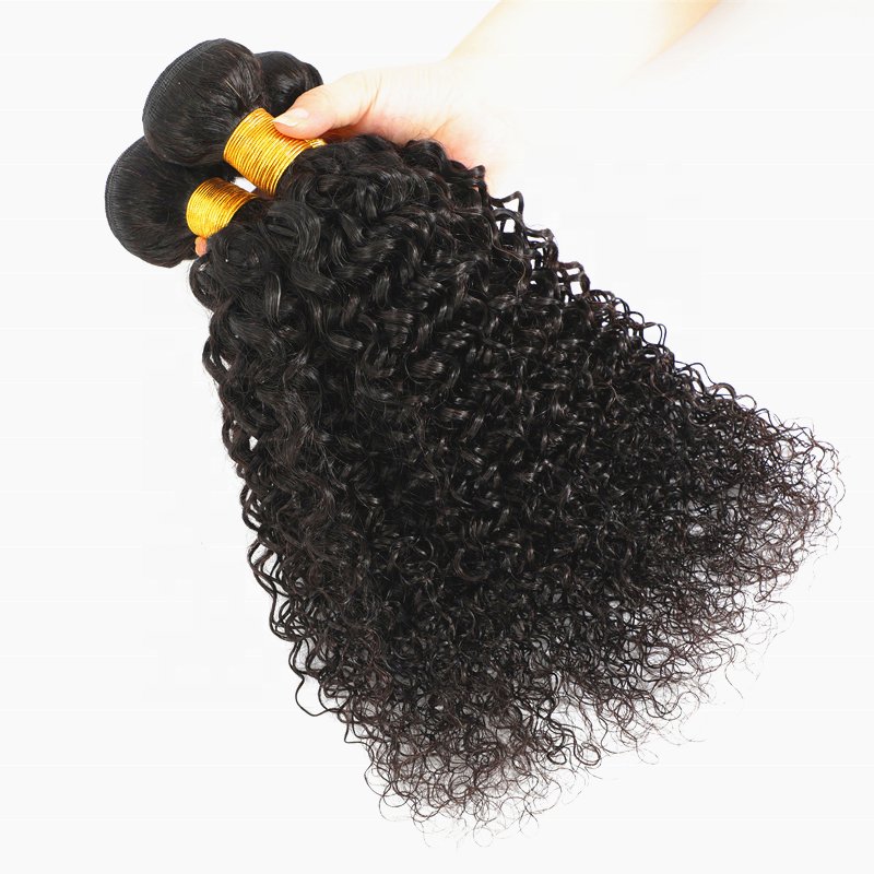 Double Drawn Raw Indian Natural Color Curly Human Hair Extensions For Woman In Stock