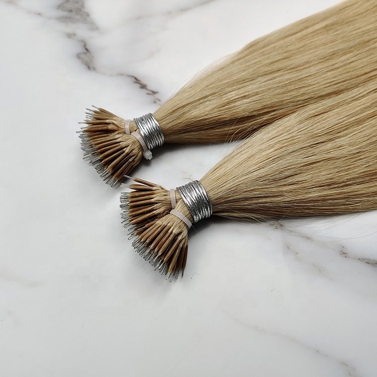 Wholesale Cuticle Aligned Nano Ring Human Hair Extensions For Women Double Drawn Hair Extensions Nano Ring Russian Hair