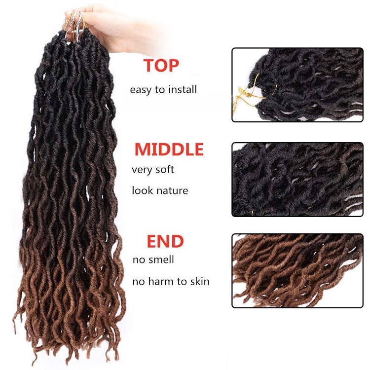 Gypsy Locs Crochet Hair three Tone Wavy Goddess Fauxs Locs Crochet Hair blonde syntnetic crochet hair for women