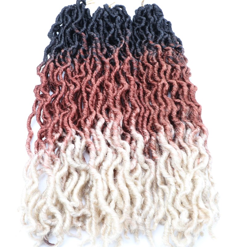 Gypsy Locs Crochet Hair three Tone Wavy Goddess Fauxs Locs Crochet Hair blonde syntnetic crochet hair for women