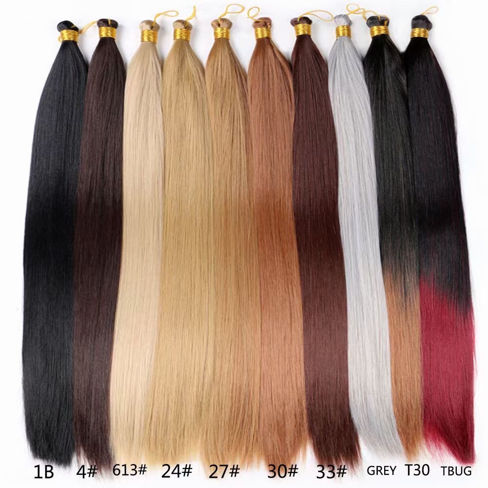 Synthetic Pre-stretched Braiding Hair Extensions for Braiding bone Straight Ombre Brown Blond Color Mixed Crochet Hair