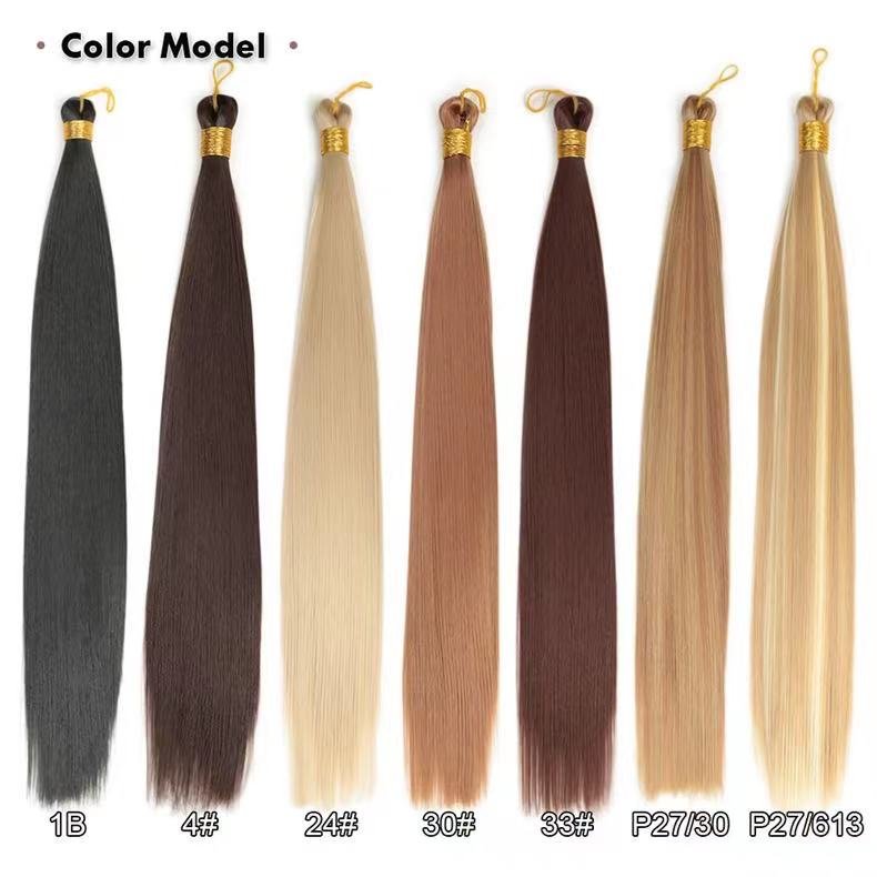 Synthetic Pre-stretched Braiding Hair Extensions for Braiding bone Straight Ombre Brown Blond Color Mixed Crochet Hair