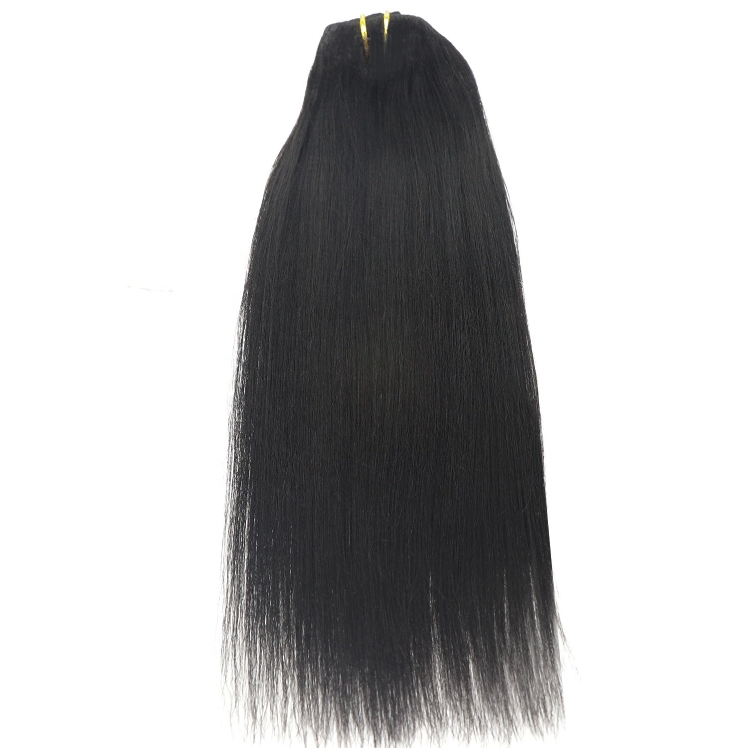 Hot Selling Virgin Human Double Drawn Yaki Straight Dropshipping Clip in Human Hair Extensions Yaki