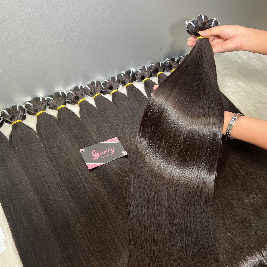HOT SALE Vendor Black Weft Hair Extensions , 100% Raw Vietnamese Human Hair Without No Chemical Directly