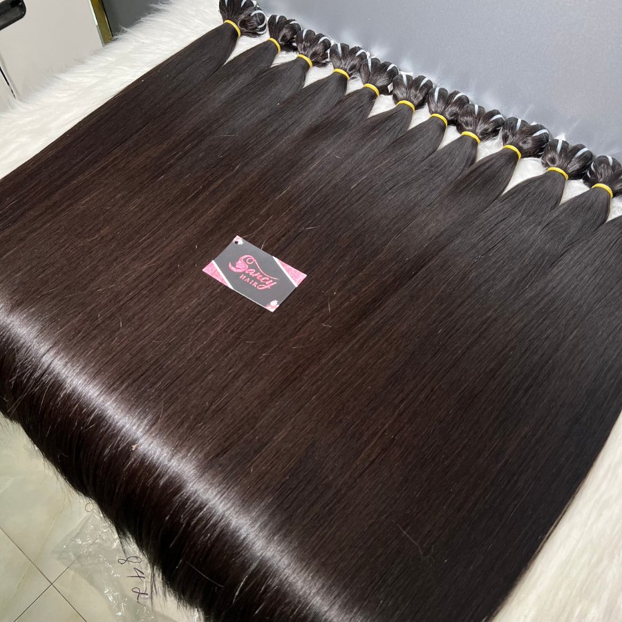 HOT SALE Vendor Black Weft Hair Extensions , 100% Raw Vietnamese Human Hair Without No Chemical Directly