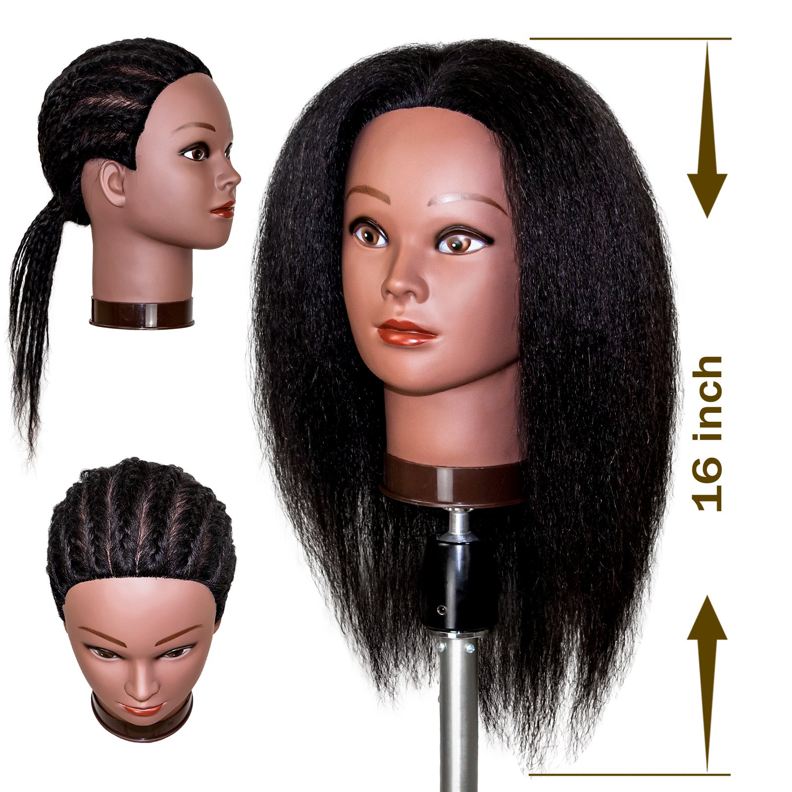 New Arrival Kinky Straight Black Hair Doll Manikin Modeling Head Feed-in Braiding Practice Academy Cosmetologist Training Head