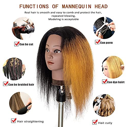 New Arrival Kinky Straight Black Hair Doll Manikin Modeling Head Feed-in Braiding Practice Academy Cosmetologist Training Head