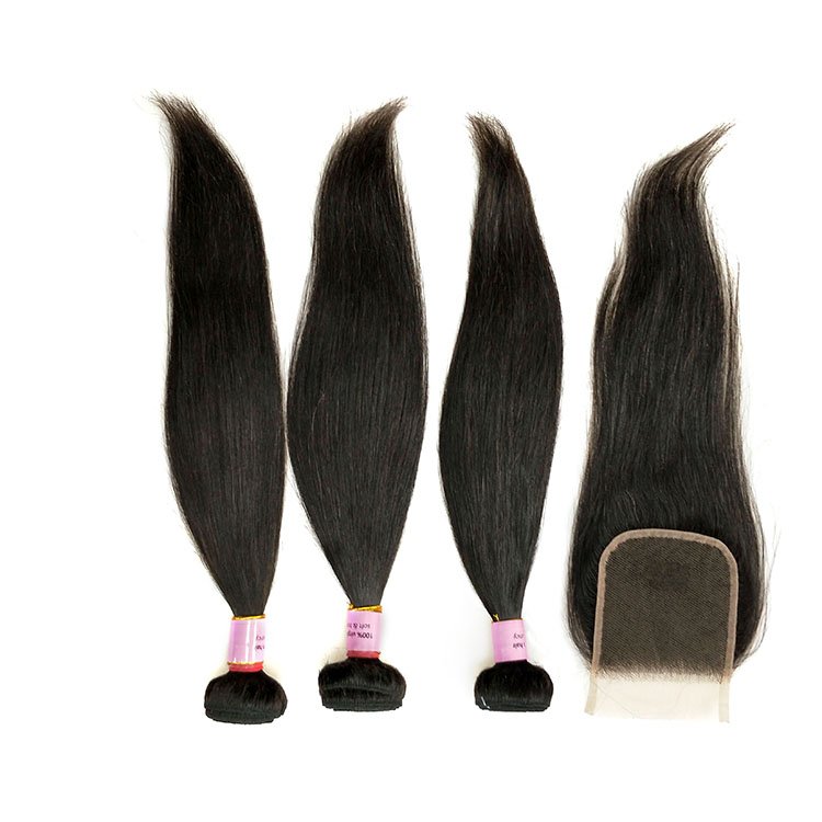 3 bundles with closure 1 lot,unprocessed 10a grade brazilian high quality remy human hair with closure
