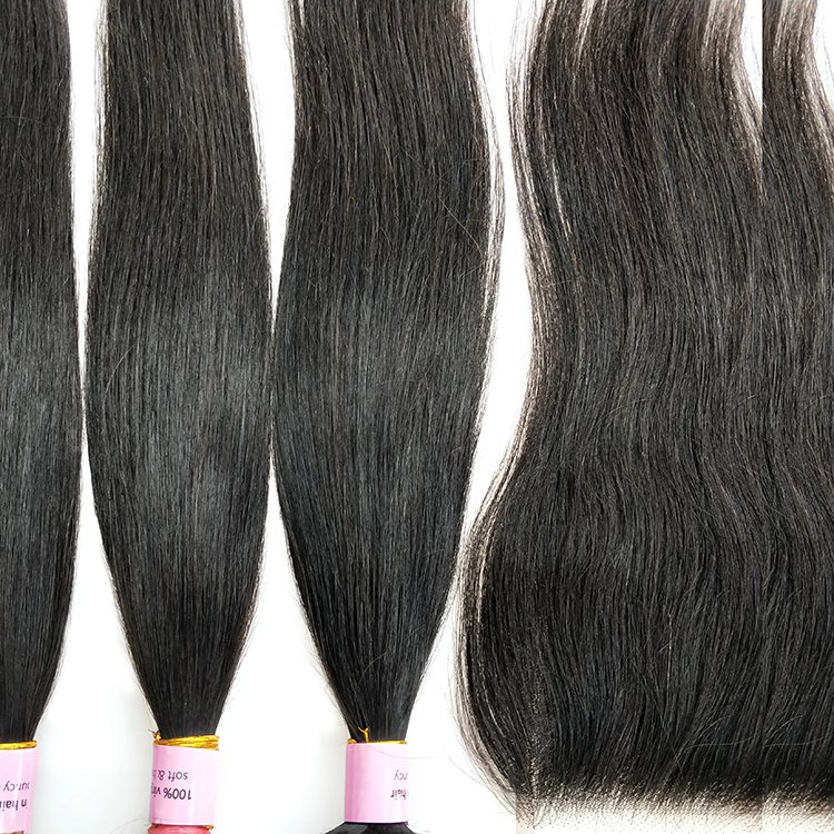 3 bundles with closure 1 lot,unprocessed 10a grade brazilian high quality remy human hair with closure