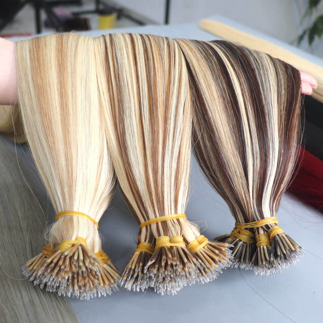 Double Drawn European Nano Ring Hair Extensions 100% Remy Human Hair Extensions Vietnamese Raw