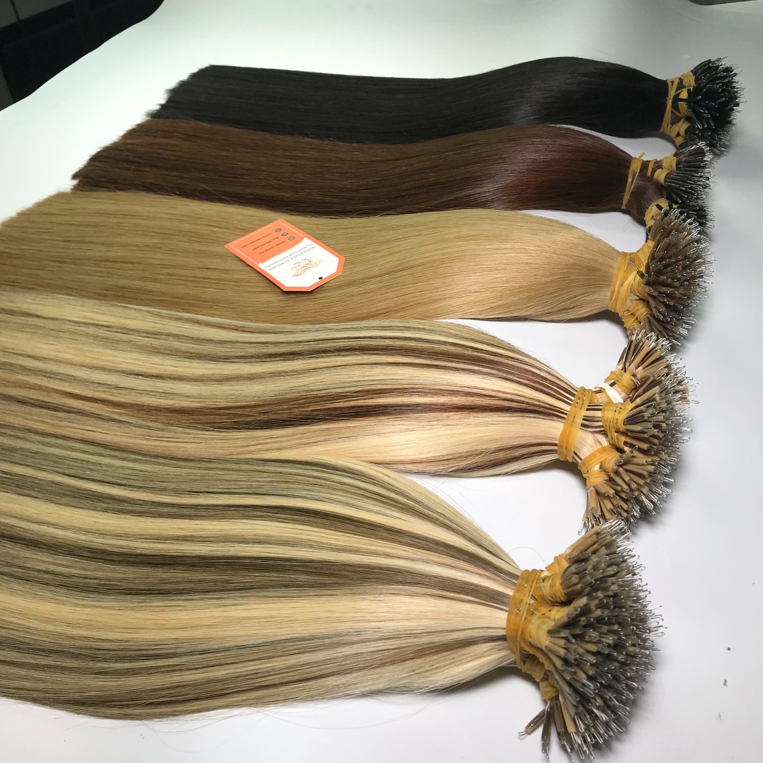 Double Drawn European Nano Ring Hair Extensions 100% Remy Human Hair Extensions Vietnamese Raw