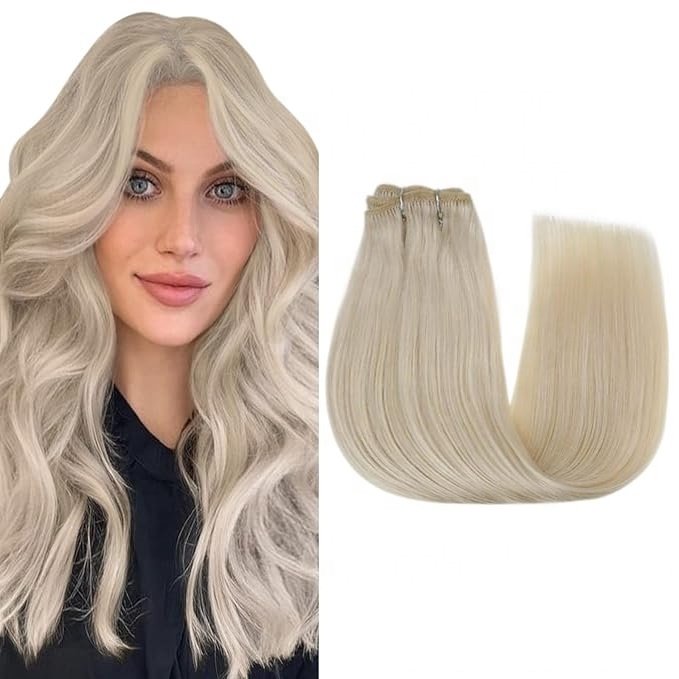 Cheap Price European Invisible Genius Wefts Highlight Light Color Raw Virgin Human Hair Extensions Remy Russian Hand Tied Weft