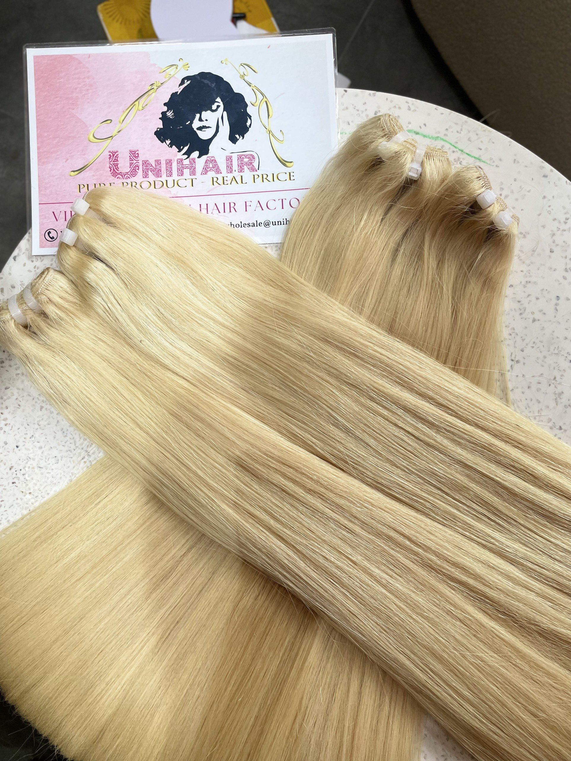 Bone straight Blonde human hair extension Vietnam hair vendors 100% remy hair from Vietnamese