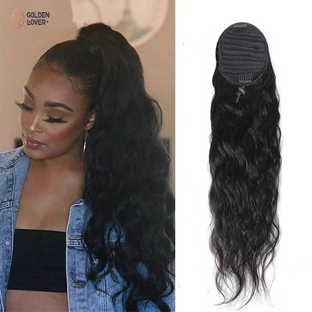 Human Hair Extensions With Clip In Drawstring Ponytail Natural Wave Brazilian Remy Hair Ponytails For Women