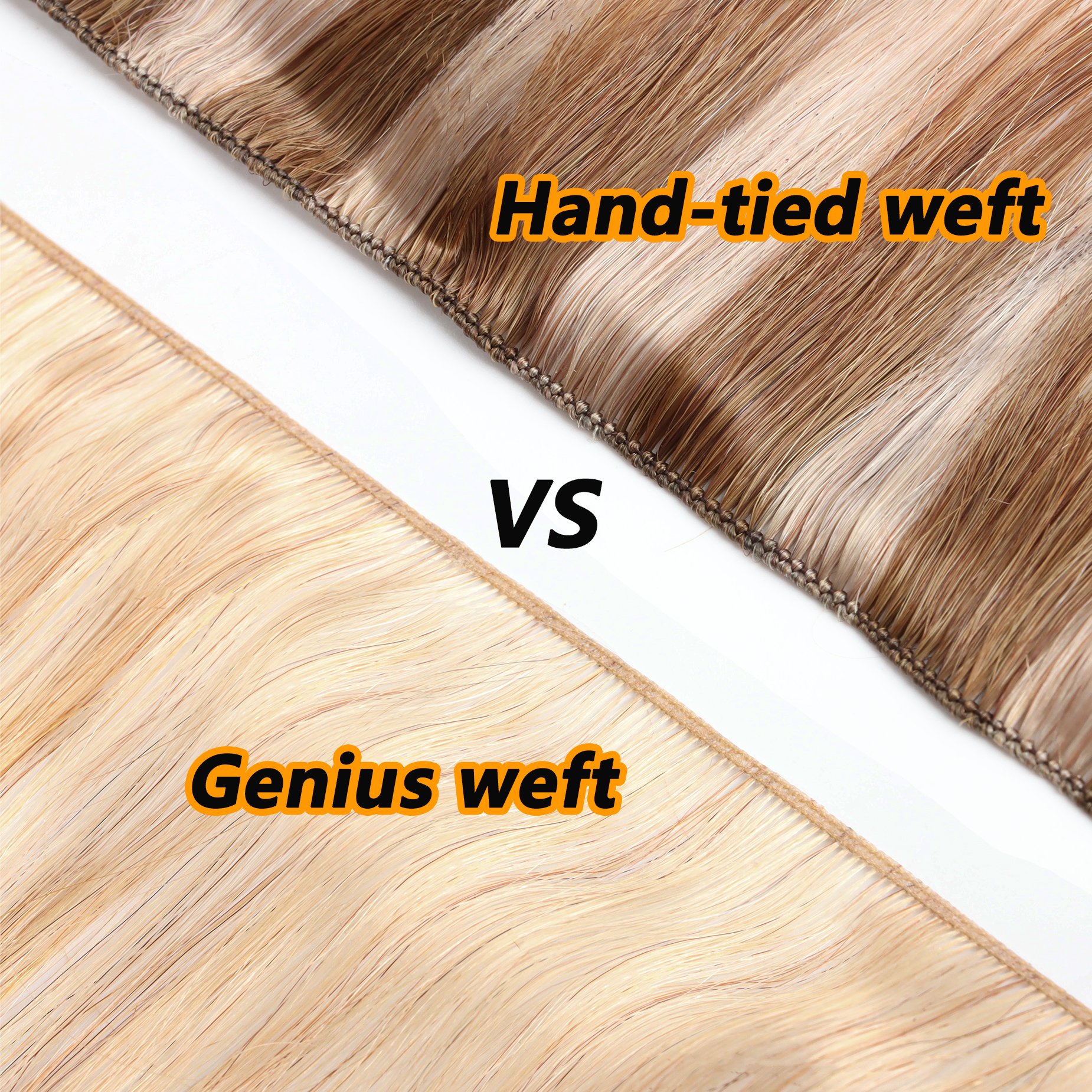 Double Drawn Thin Invisible Hand Tied Weft Virgin Remy Cuticle Aligned Russian Human Hair Extensions Genius Weft